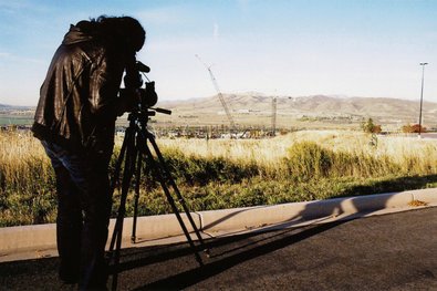 Laura Poitras filming the construction of a large N.S.A. facility in Utah